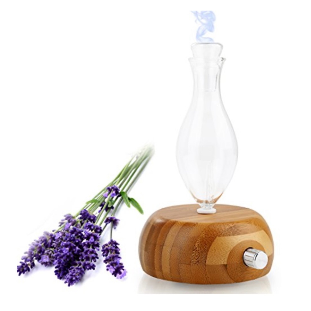 Welledia Essential Oil Glass & Bamboo Nebulizing Diffuser